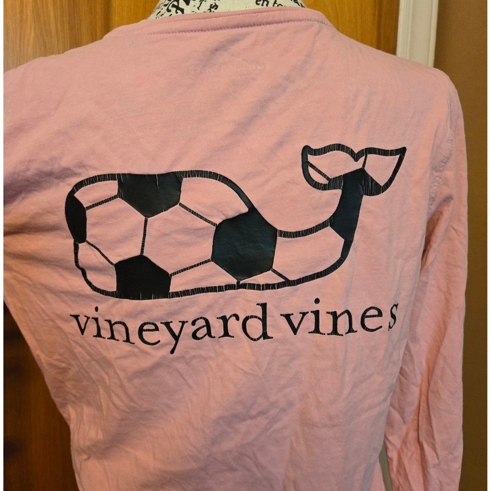 Vineyard Vines Soccer Whale Long Sleeve Pocket Shirt Womens Small Pink - Picture 4 of 13